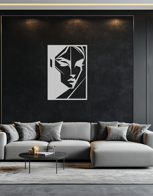 Load image into Gallery viewer, Geometric Woman Silhouette Metal Wall Art – Abstract Female Line Art Decor- KAF386

