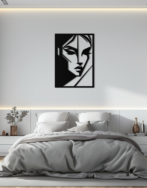 Load image into Gallery viewer, Geometric Woman Silhouette Metal Wall Art – Abstract Female Line Art Decor- KAF386
