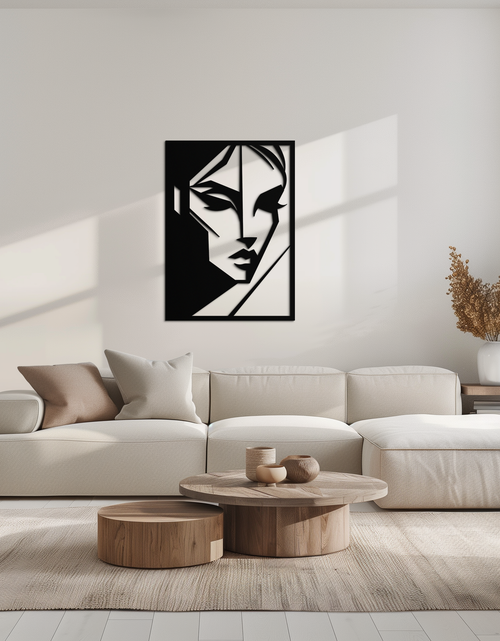 Load image into Gallery viewer, Geometric Woman Silhouette Metal Wall Art – Abstract Female Line Art Decor- KAF386
