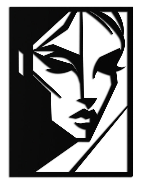 Load image into Gallery viewer, Geometric Woman Silhouette Metal Wall Art – Abstract Female Line Art Decor- KAF386
