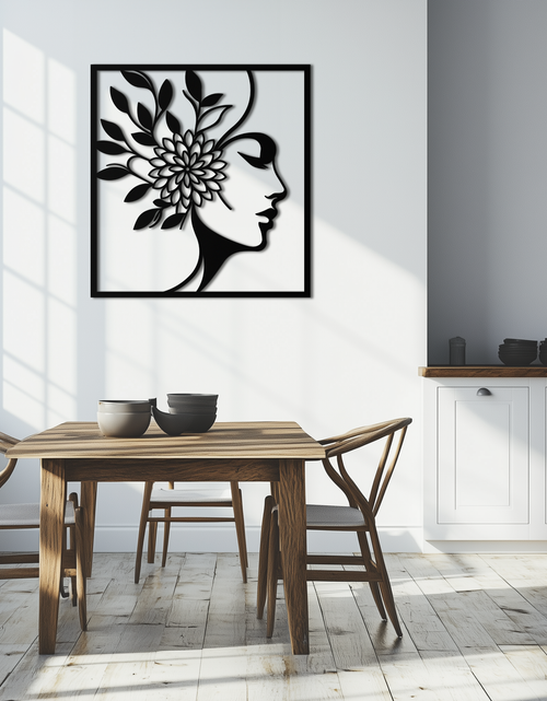 Load image into Gallery viewer, WOMAN WITH FLOWER Metal Wall Art – Modern Silhouette Steel Decor- KAF387
