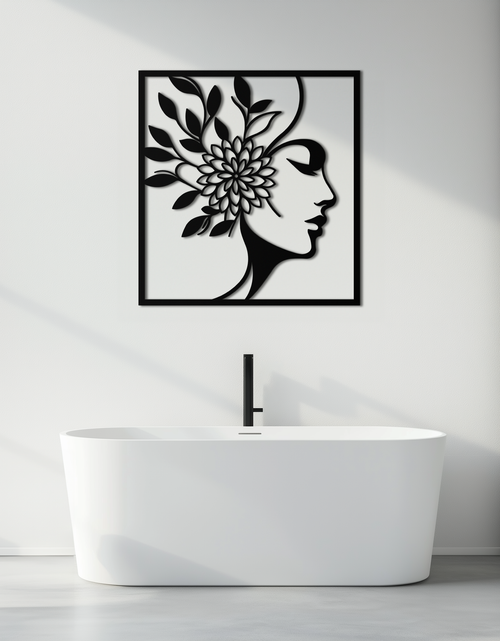 Load image into Gallery viewer, WOMAN WITH FLOWER Metal Wall Art – Modern Silhouette Steel Decor- KAF387
