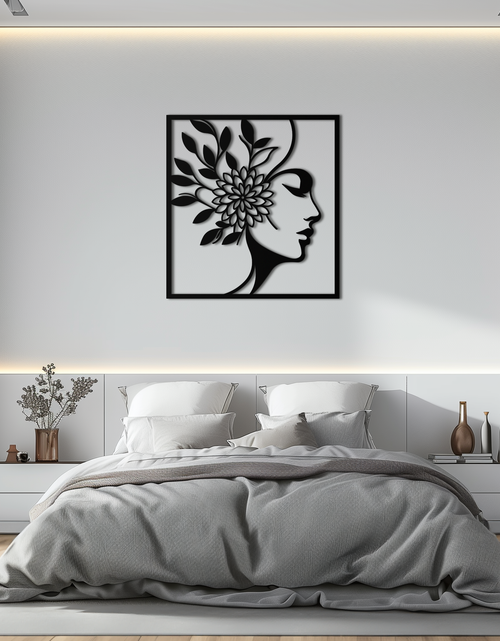 Load image into Gallery viewer, WOMAN WITH FLOWER Metal Wall Art – Modern Silhouette Steel Decor- KAF387
