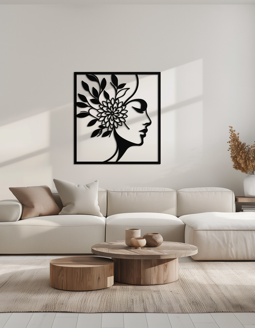 Load image into Gallery viewer, WOMAN WITH FLOWER Metal Wall Art – Modern Silhouette Steel Decor- KAF387
