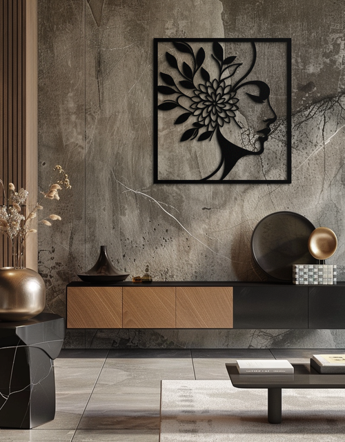 Load image into Gallery viewer, WOMAN WITH FLOWER Metal Wall Art – Modern Silhouette Steel Decor- KAF387
