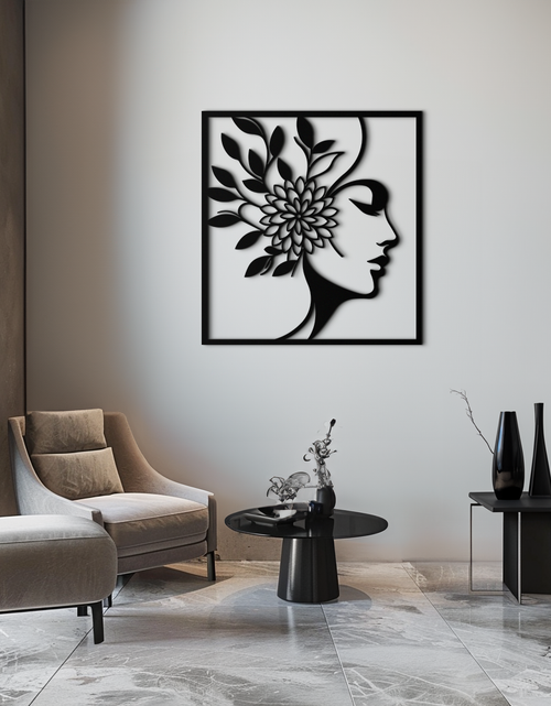 Load image into Gallery viewer, WOMAN WITH FLOWER Metal Wall Art – Modern Silhouette Steel Decor- KAF387
