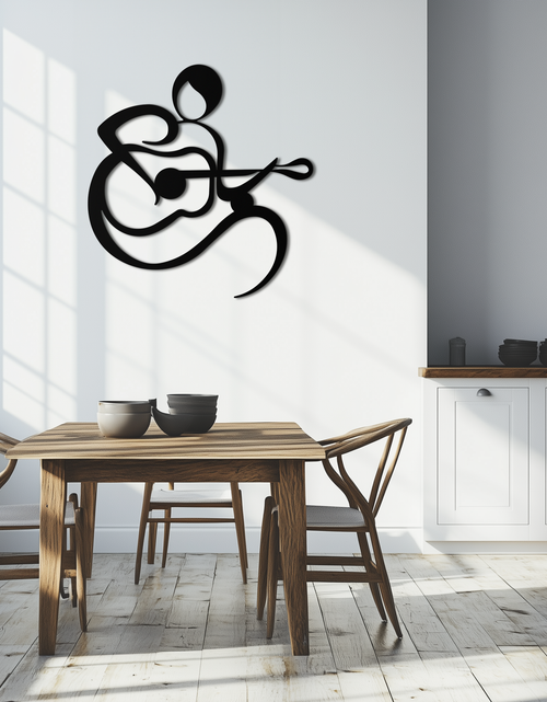 Load image into Gallery viewer, Guitarist Abstract Metal Wall Art – Minimal Black Wall Decoration- KAF388
