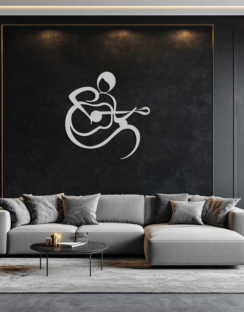 Load image into Gallery viewer, Guitarist Abstract Metal Wall Art – Minimal Black Wall Decoration- KAF388
