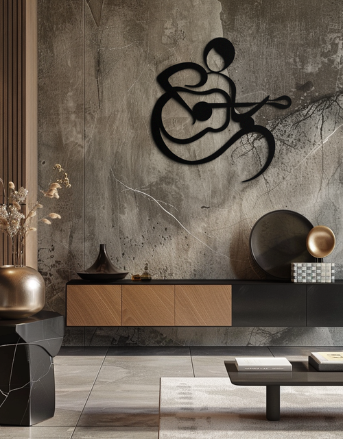 Load image into Gallery viewer, Guitarist Abstract Metal Wall Art – Minimal Black Wall Decoration- KAF388
