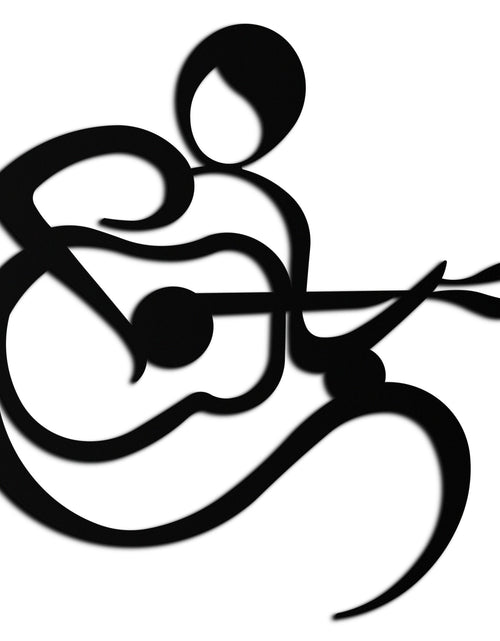 Load image into Gallery viewer, Guitarist Abstract Metal Wall Art – Minimal Black Wall Decoration- KAF388
