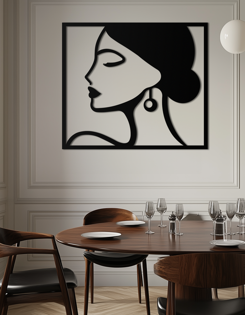 Load image into Gallery viewer, Female Silhouette Metal Wall Art – Elegant Modern Black Abstract Home Decor- KAF389
