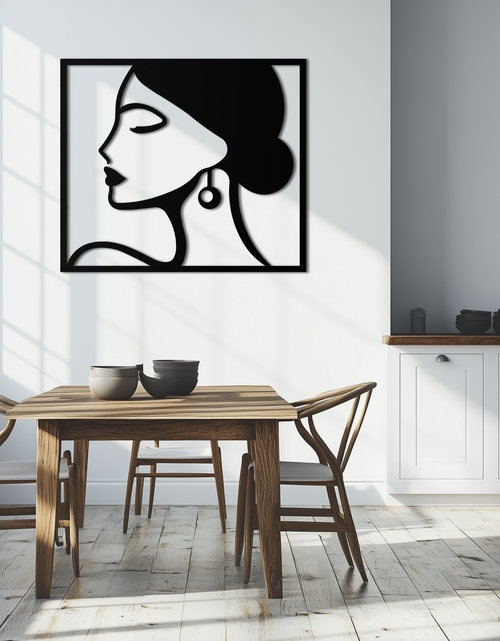 Load image into Gallery viewer, Female Silhouette Metal Wall Art – Elegant Modern Black Abstract Home Decor- KAF389
