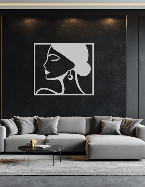 Load image into Gallery viewer, Female Silhouette Metal Wall Art – Elegant Modern Black Abstract Home Decor- KAF389
