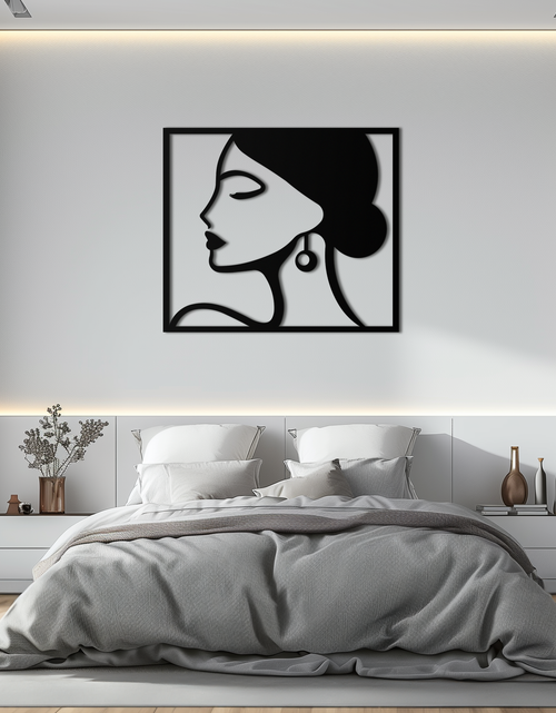 Load image into Gallery viewer, Female Silhouette Metal Wall Art – Elegant Modern Black Abstract Home Decor- KAF389
