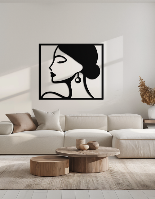 Load image into Gallery viewer, Female Silhouette Metal Wall Art – Elegant Modern Black Abstract Home Decor- KAF389
