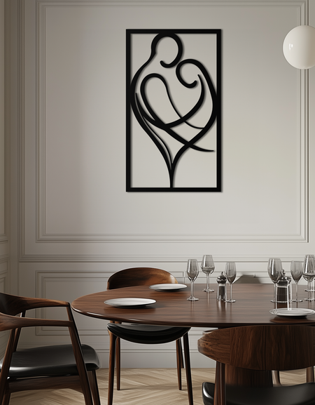 Hugging Couple Metal Wall Art – Romantic Modern Silhouette Home Decor for Bedroom or Living Room- KAF390