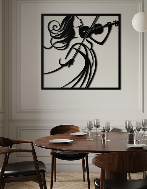 Load image into Gallery viewer, Woman Violinist Metal Wall Art – Modern Musician Silhouette Decor for Music Lovers- KAF391
