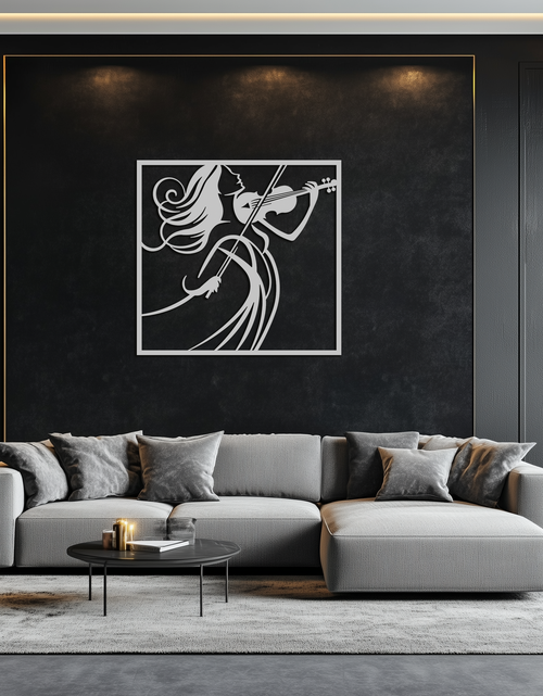 Load image into Gallery viewer, Woman Violinist Metal Wall Art – Modern Musician Silhouette Decor for Music Lovers- KAF391
