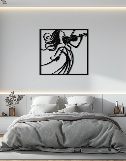 Load image into Gallery viewer, Woman Violinist Metal Wall Art – Modern Musician Silhouette Decor for Music Lovers- KAF391
