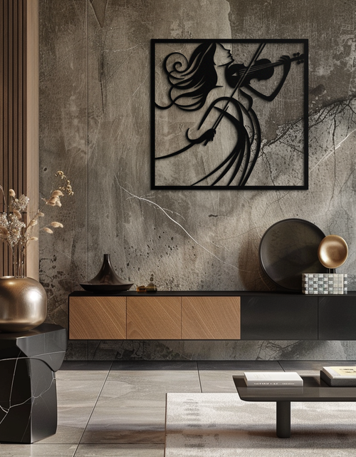 Load image into Gallery viewer, Woman Violinist Metal Wall Art – Modern Musician Silhouette Decor for Music Lovers- KAF391
