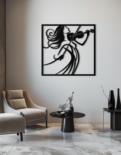 Load image into Gallery viewer, Woman Violinist Metal Wall Art – Modern Musician Silhouette Decor for Music Lovers- KAF391

