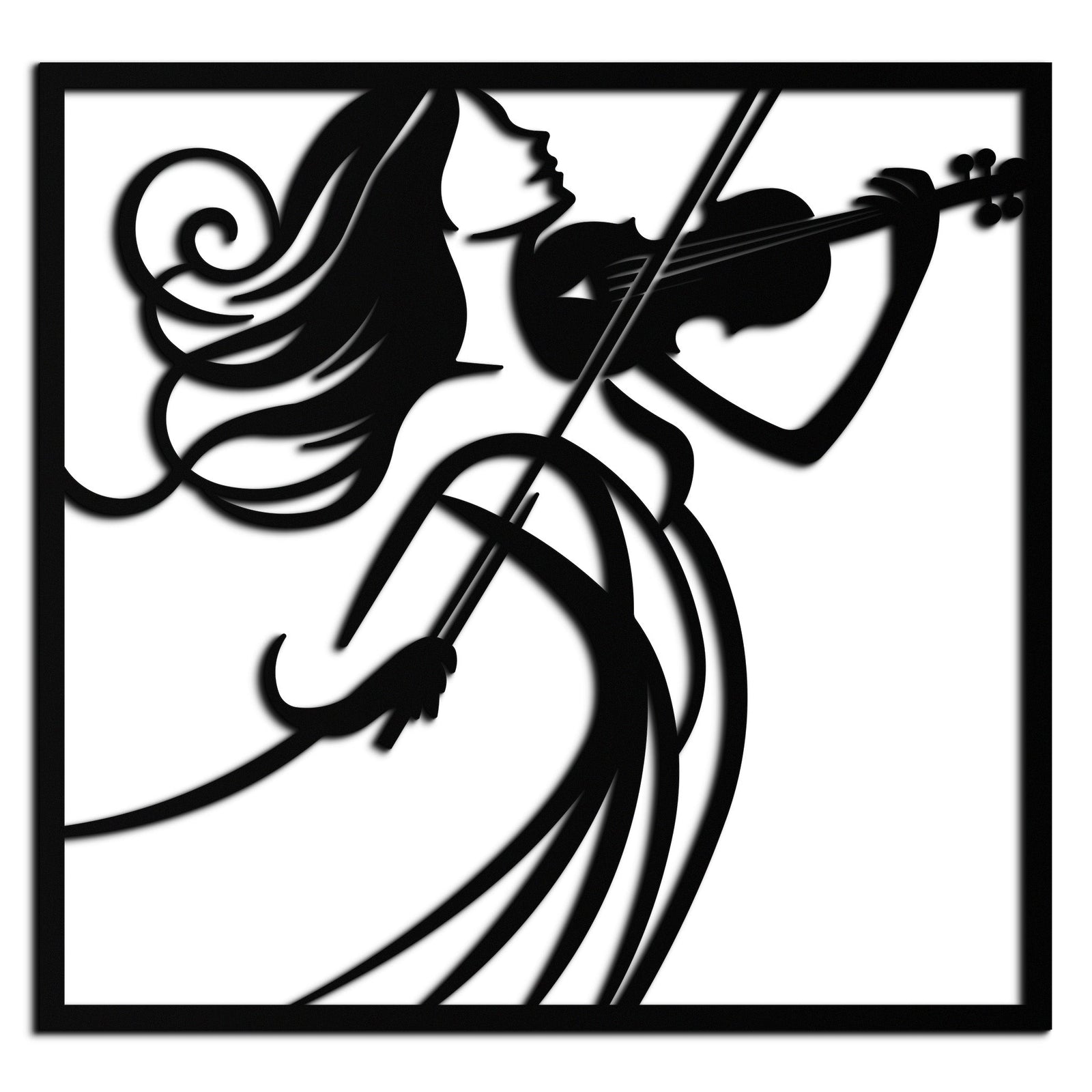 Woman Violinist Metal Wall Art – Modern Musician Silhouette Decor for Music Lovers- KAF391