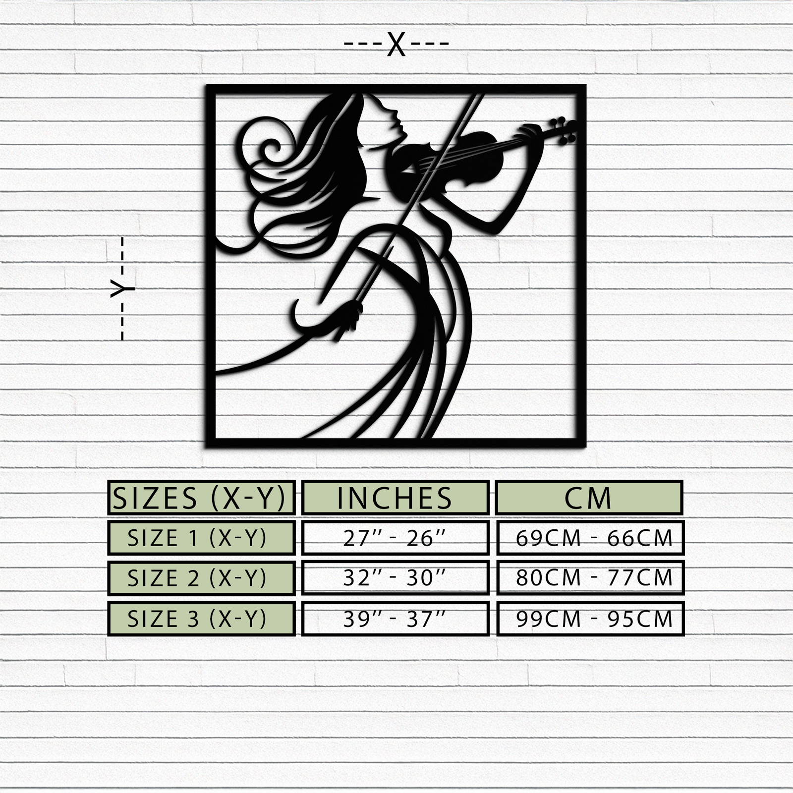 Woman Violinist Metal Wall Art – Modern Musician Silhouette Decor for Music Lovers- KAF391