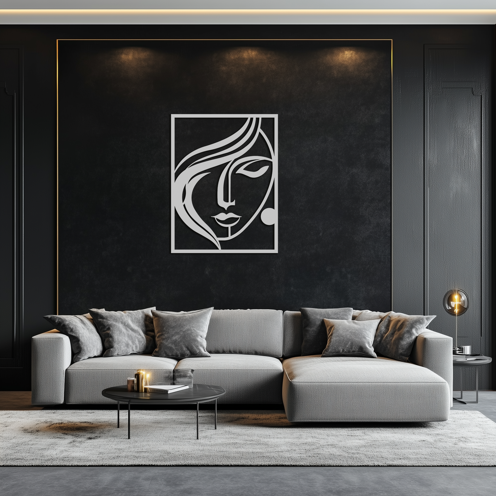 Woman Silhouette Metal Wall Art – Elegant Minimalist Female Figure Decor for Modern Spaces- KAF392