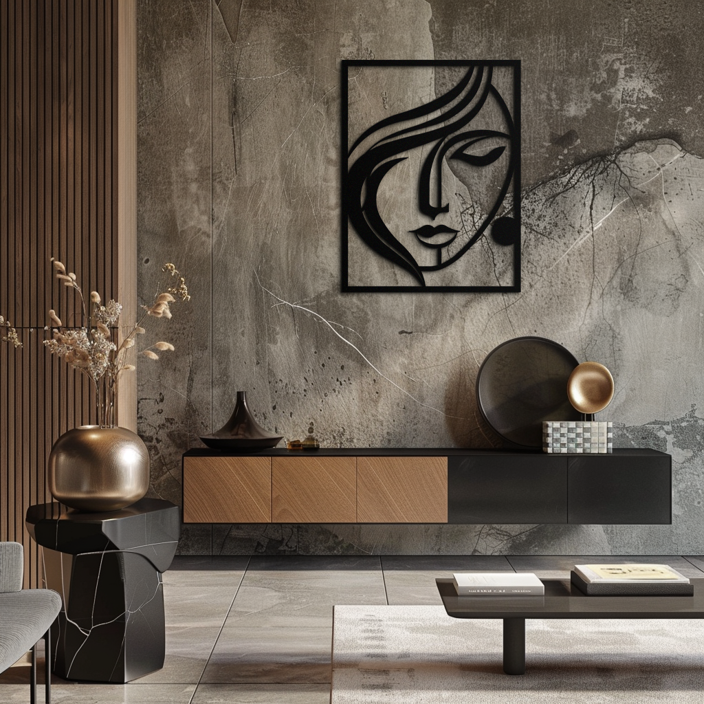 Woman Silhouette Metal Wall Art – Elegant Minimalist Female Figure Decor for Modern Spaces- KAF392