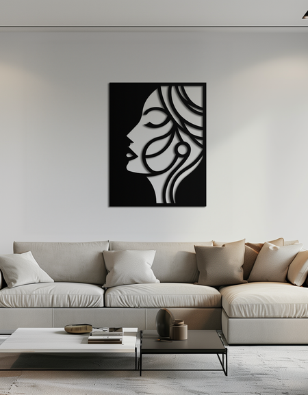 Female Silhouette Metal Wall Art – Elegant Abstract Woman Design for Modern Interiors- KAF393