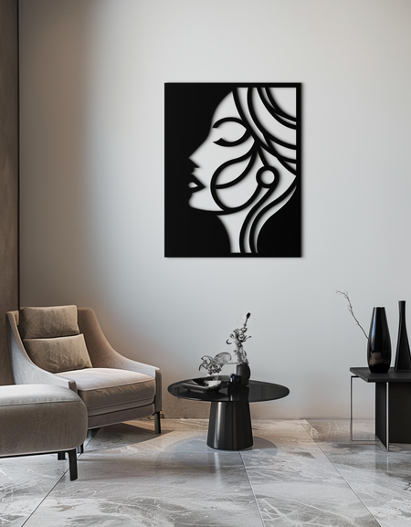 Female Silhouette Metal Wall Art – Elegant Abstract Woman Design for Modern Interiors- KAF393