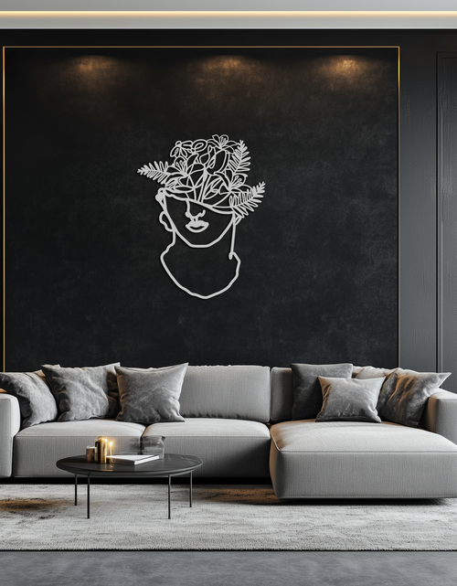 Load image into Gallery viewer, Floral Greek Statue Line Art – Modern Abstract Face Metal Wall Decor- KAF394
