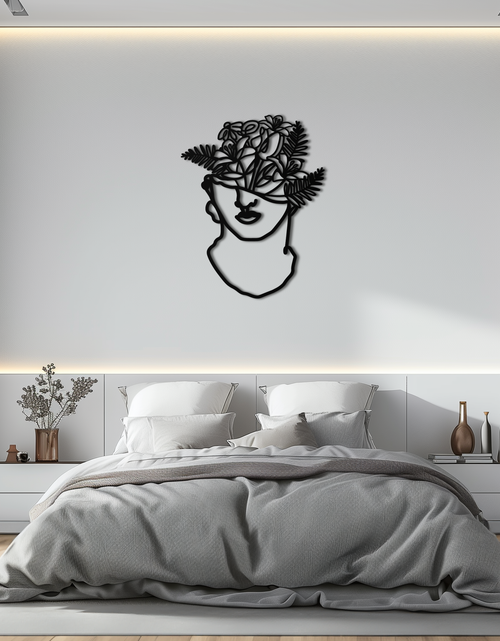 Load image into Gallery viewer, Floral Greek Statue Line Art – Modern Abstract Face Metal Wall Decor- KAF394
