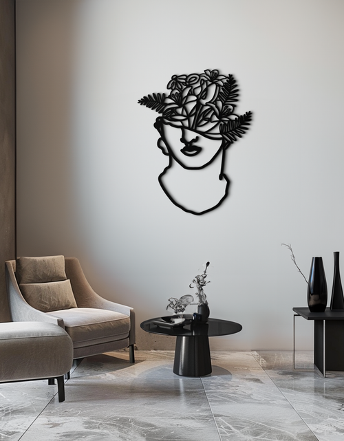 Load image into Gallery viewer, Floral Greek Statue Line Art – Modern Abstract Face Metal Wall Decor- KAF394
