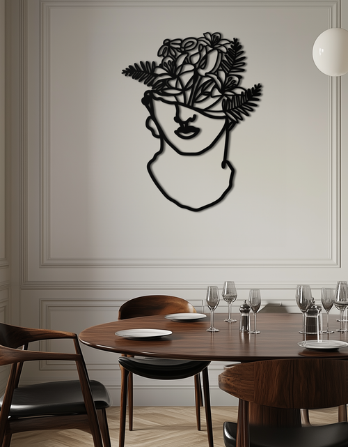 Load image into Gallery viewer, Floral Greek Statue Line Art – Modern Abstract Face Metal Wall Decor- KAF394
