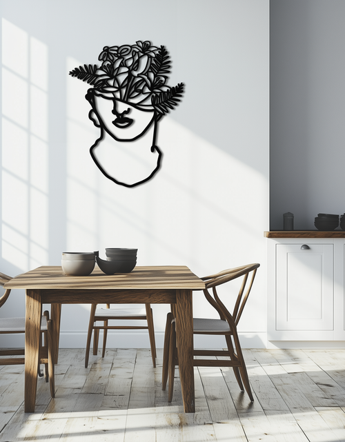 Load image into Gallery viewer, Floral Greek Statue Line Art – Modern Abstract Face Metal Wall Decor- KAF394

