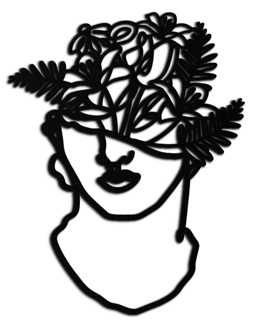 Load image into Gallery viewer, Floral Greek Statue Line Art – Modern Abstract Face Metal Wall Decor- KAF394
