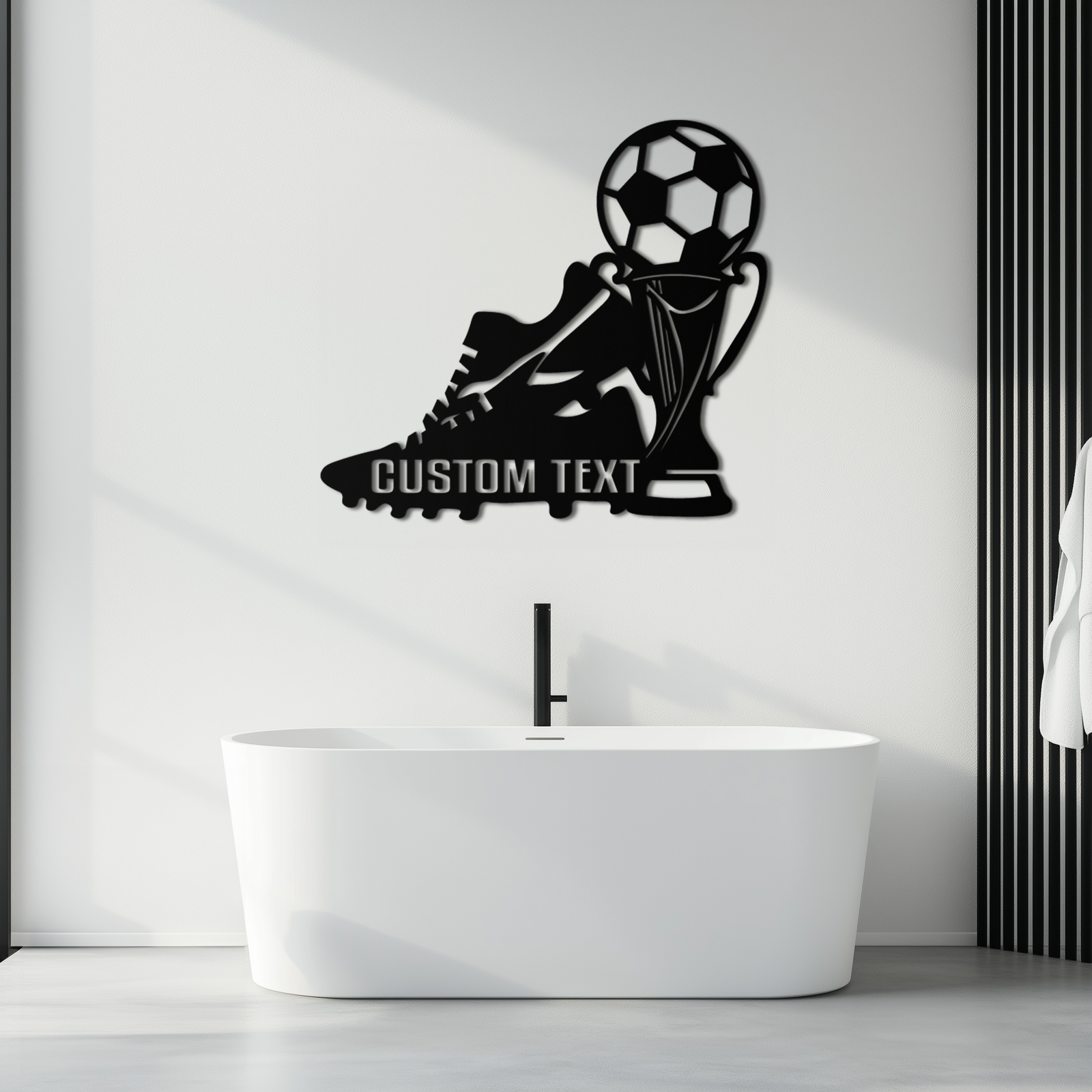 Custom Soccer Trophy and Cleat Metal Wall Art – Personalized Sports Decor for Athletes- KAF395
