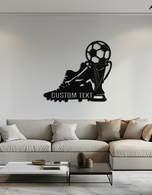 Load image into Gallery viewer, Custom Soccer Trophy and Cleat Metal Wall Art – Personalized Sports Decor for Athletes- KAF395
