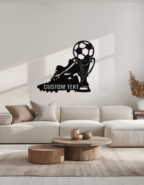 Load image into Gallery viewer, Custom Soccer Trophy and Cleat Metal Wall Art – Personalized Sports Decor for Athletes- KAF395

