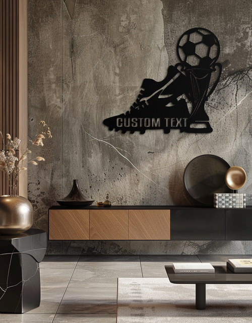 Load image into Gallery viewer, Custom Soccer Trophy and Cleat Metal Wall Art – Personalized Sports Decor for Athletes- KAF395
