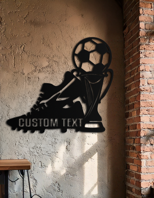 Load image into Gallery viewer, Custom Soccer Trophy and Cleat Metal Wall Art – Personalized Sports Decor for Athletes- KAF395
