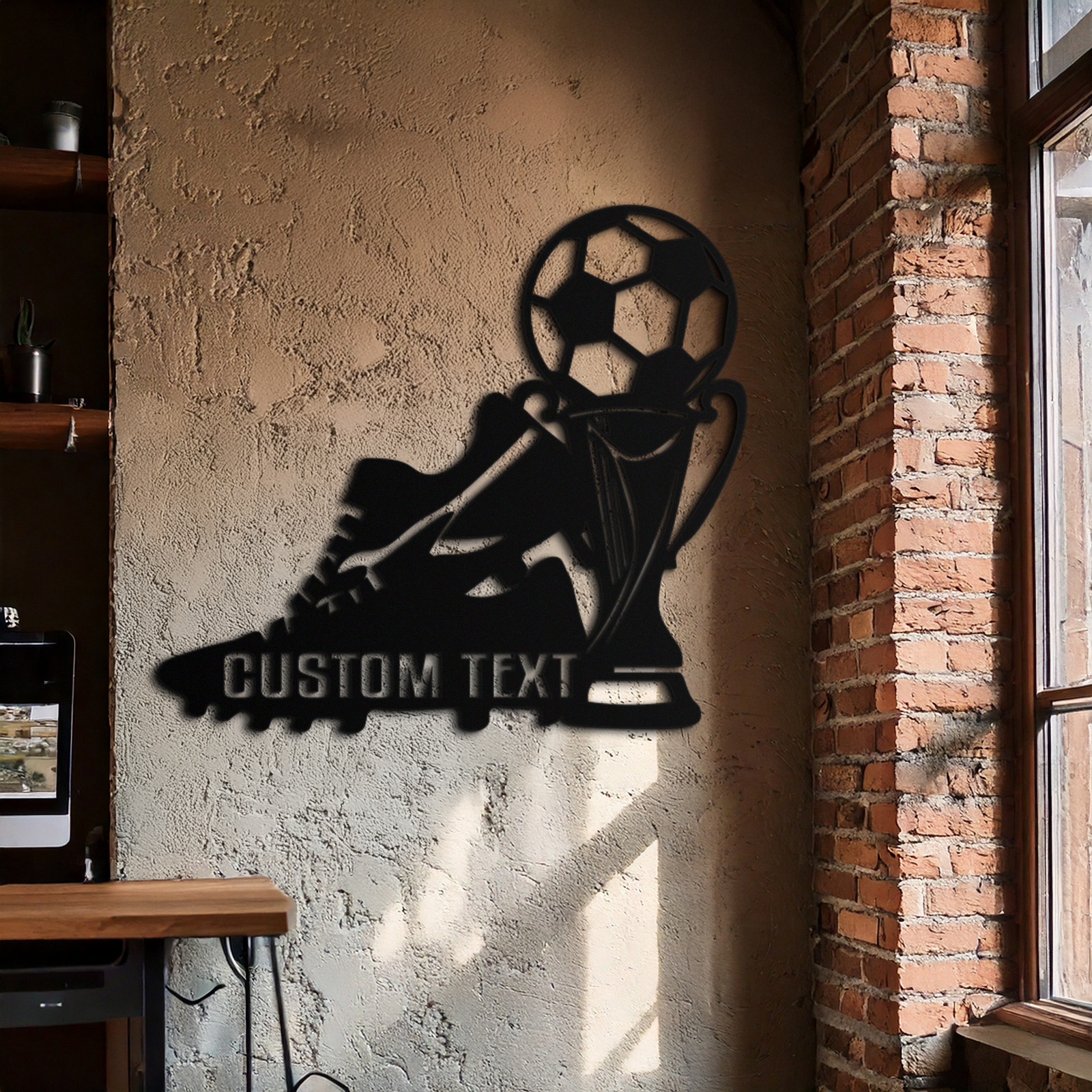 Custom Soccer Trophy and Cleat Metal Wall Art – Personalized Sports Decor for Athletes- KAF395