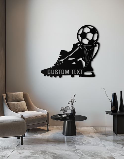 Load image into Gallery viewer, Custom Soccer Trophy and Cleat Metal Wall Art – Personalized Sports Decor for Athletes- KAF395
