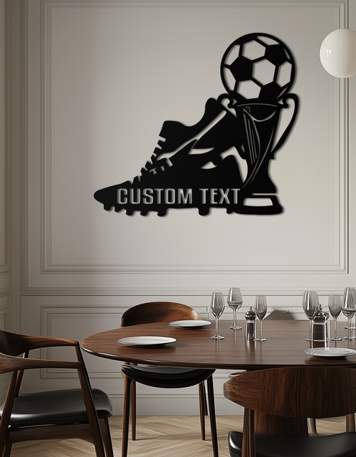 Load image into Gallery viewer, Custom Soccer Trophy and Cleat Metal Wall Art – Personalized Sports Decor for Athletes- KAF395
