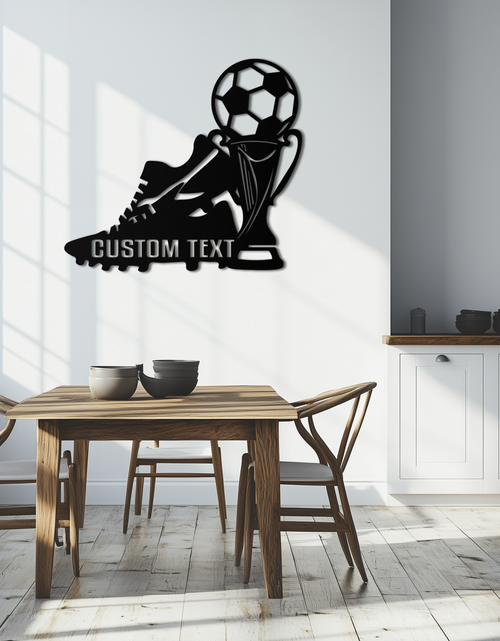 Load image into Gallery viewer, Custom Soccer Trophy and Cleat Metal Wall Art – Personalized Sports Decor for Athletes- KAF395
