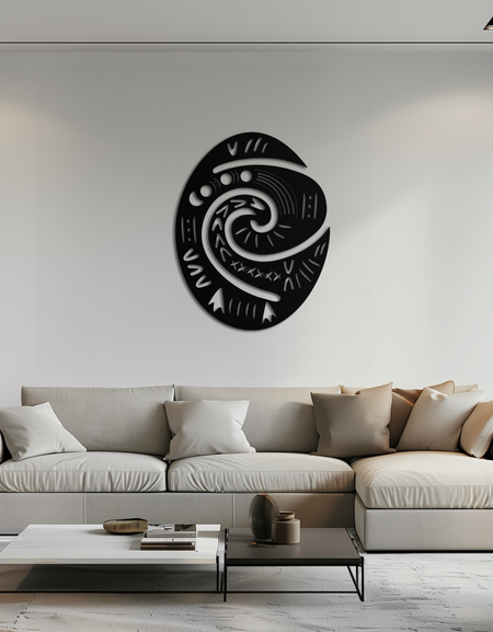 Te Fiti'nin Kalbi Metal Duvar Sanatı – Ev İçin Polinezya Spiral Sembol Dekoru- KAF406