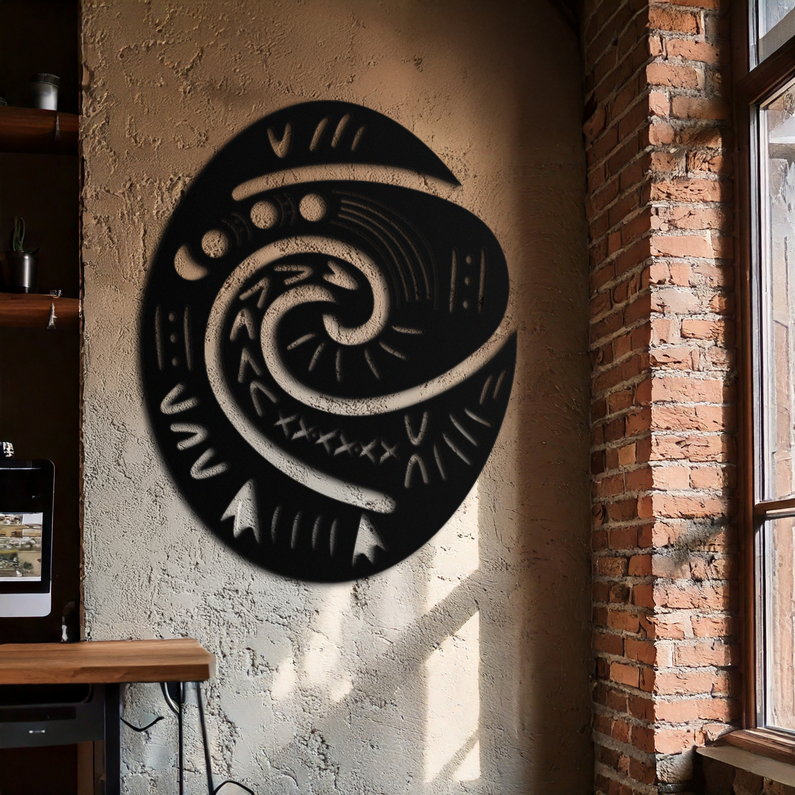 Te Fiti’s Heart  Metal Wall Art – Polynesian Spiral Symbol Decor for Home- KAF406