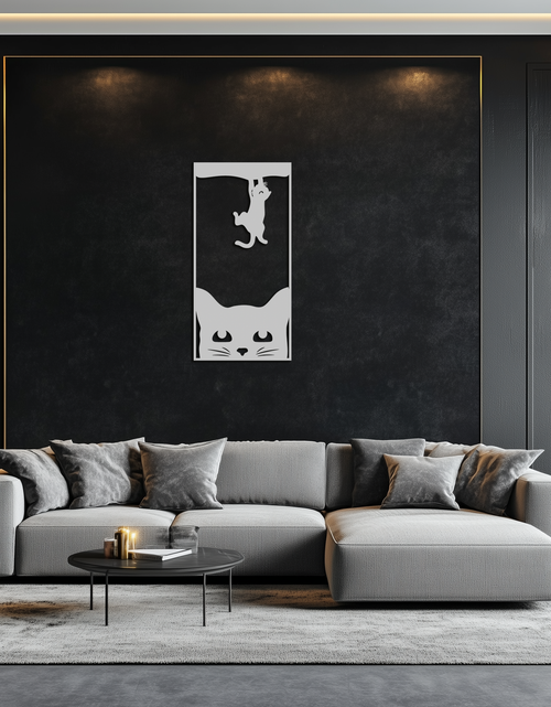 Load image into Gallery viewer, Cute Cat and Kitten Metal Wall Art – Playful Hanging Cat Silhouette Steel Decor for Pet Lovers and Home Interiors- KAF407
