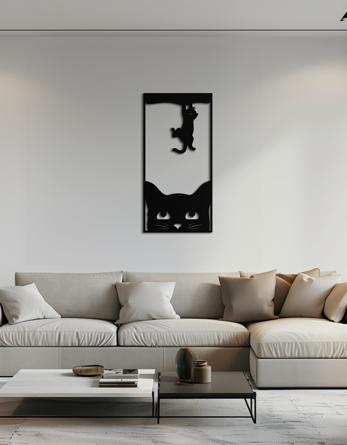 Load image into Gallery viewer, Cute Cat and Kitten Metal Wall Art – Playful Hanging Cat Silhouette Steel Decor for Pet Lovers and Home Interiors- KAF407
